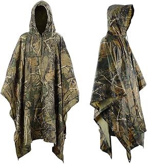 Waterproof Rain Cape Raincoat, Rain Poncho for outdoor Camping Military cycling traveling, Hooded Rainwear with Emergency Grommet Corners for Shelter Use