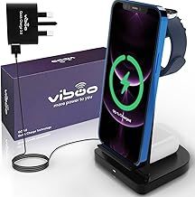 3 in 1 Wireless Charger for use with Samsung Galaxy Watch 4 and 3 (it will not charge Galaxy Watch 5,6,7 or Gear varients), Samsung S24 -S8, Iphone X to 16 and Galaxy Buds/Buds2/Plus/Live/Pro