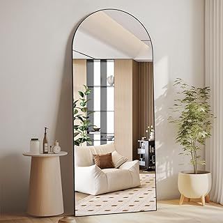 CASSILANDO Full Length Mirror165X60cm Arched Mirror, Black Floor Mirror with Standing Full Body Mirrors Hanging or Leaning Against Wall, for Cloakroom, Bedroom, Livingroom (Black)