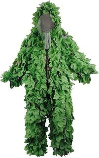 MiOYOOW Ghillie Suit, Camouflage Suit Leaf Sniper Costume Breathable Geely Suits for Hunting Jungle Woodland Wildlife Adult