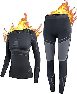 NOOYME Thermal Base Layer Women, Ski Base Layers Women, Ladies Thermal Clothing & Leggings Quick Dry Thermal Underlayer Women Ladies Thermal Underwear Set