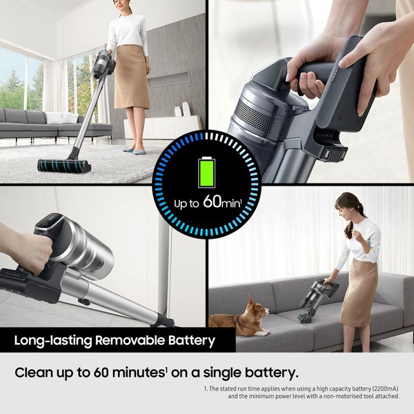 Samsung Bespoke Jet Lite, Max 280W Suction Power Smart Cordless Vacuum Cleaner with AI Cleaning, Pebble Grey, VS80F28DLP/EU