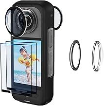 JZW-Shop for Insta 360 X3 Lens Guards with Screen Protector, Tempered Glass Screen Protector for Insta 360 X3 Accessories 9H Hardness Anti-Scratch
