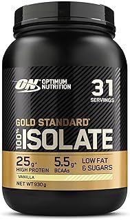 Optimum Nutrition ON Gold Standard 100% Isolate Pure Whey Protein, Naturally Occurring BCAAs and Glutamine, Pre and Post Workout, Vanilla Flavour, 31 Servings, 930 g