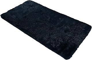 Sienna Fluffy Bedroom Rug for Living Room Anti-Slip Carpet Shaggy 4cm Pile Non-Shed Super Soft Floor Mat, Navy Blue - 80 x 150cm