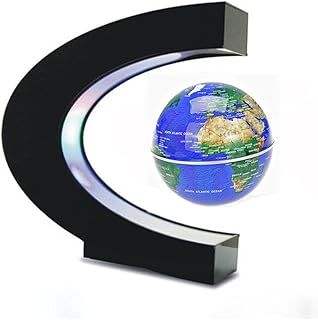 Senders Floating Globe With LED Lights C Shape Magnetic Levitation Floating Globe World Map for Desk Decoration (Blue)