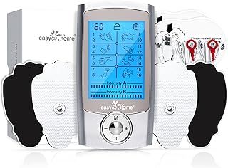 Easy@Home Tens Machine EMS: TENS Machine for Pain Relief Muscle Stimulator for Back Pain EMS | EMS Foot Massager | Back Massage Machine for Pain | Dual Channel 24 Modes 12 Pads Replacements