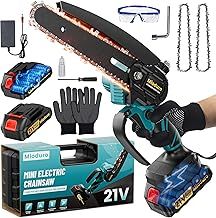 Mini Chainsaw Cordless 6 Inch, 8000mAh Powerful Electric Saw, Light Weight Mini Chainsaw with 2 Chain, 2 Battery & Security Lock, Garden Tools for Tree Trimming & Wood Cutting
