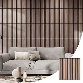 WVH Essentials 2 x Oak Acoustic Wood Veneer Slatted Wall Panels 52 x 52 cm Interior Walls Décor