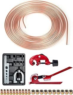 Brake Pipe Flaring Tool Kit 3/16" Brake Line Repair Kit 25FT Car Brake Line 10mm Replacement Cutter Bender Brake pipe cutting machine pipe bender flaring tool joint for Car Braking System