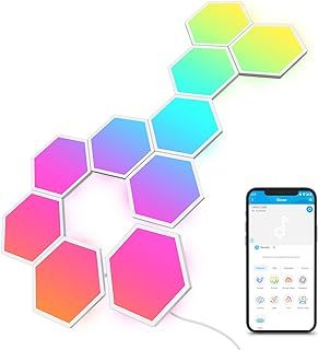 Govee Glide Hexa Panels, Smart Hexagon LED Wall Lights Wi-Fi RGBIC, 6 Music Sync Modes, 40 Scene Modes, Work with Alexa & Google Assistant for Living Room, 10 Packs