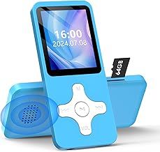 Lvcdodvd MP3 Players with Bluetooth 5.0 64GB Music Player MP3 & Digital Audio MP3 Player with Speaker HiFi Sound Voice Recorder E-Book FM Radio Rechargeable Battery Support up to 128GB TF Card (Blue)