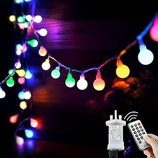 Globe String Lights Waterproof, 15M/49Ft 120 LED Fairy Lights Plug in, 8 Modes Christmas Lights Outdoor/Indoor, Garden Lights for Patio, Gazebo, Party Decorations (Multi-Colored, 120LED)