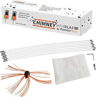 Chimney Cleaner Kit, Drill Powered Sweeping Brush, Rotary Brush, 8m, Fireplace, Wood Burner, Flue, Reinforced Nylon Flexible Rods, FREE Dust Sheet, FREE Storage Bag, Includes Drill Adapter & Allen Key