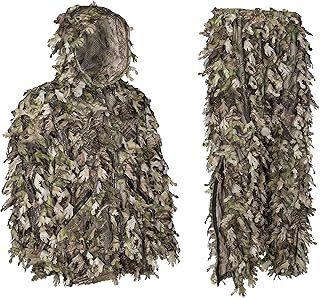 Ghillie Suit - Camo Hunting Suit - 3D Leafy Suit - Woodland Camouflage Jacket & Pants - Breathable