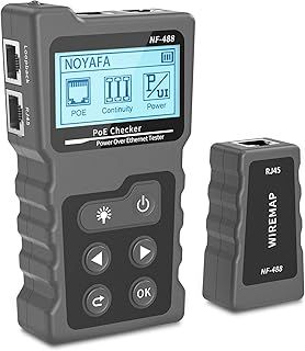 Network Cable Tester, NF-488 POE Ethernet Cable Tester for Power Over Ethernet, Advanced Cable Tester for LAN CAT5 CAT6 Ethernet Cable Tracker, DC Power, Switch Loop-Back Test