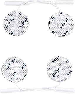 4 Small Round Electrodes Pads - 32mm Diameter - Compatible to TENS EMS Units with 2mm Connection - axion Brand Quality by axion.Germany