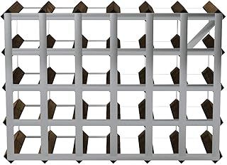 Classic 30 (6x4) Bottle Dark Oak Stained Wood and galvanised Metal Wine Rack Ready Assembled