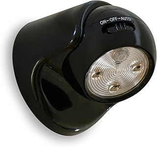 Auraglow Battery Operated Motion Activated PIR Sensor Removable Cordless LED Security Light (Black, without Batteries)
