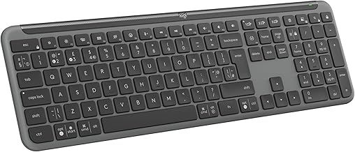 Logitech Signature Slim K950 Wireless Keyboard, Sleek Design, Switch Typing Between Devices, Quiet Typing, Bluetooth, Multi-OS, Windows, Mac, Chrome, QWERTY UK Layout, Graphite