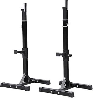 Yaheetech Adjustable Squat Rack, Multifunctional Heavy Duty Barbell Stand, Strength Training Dip Station, Fitness Power Rack Weight Bench Support for Home Gym, Max Load 250kg, Height 114-179cm