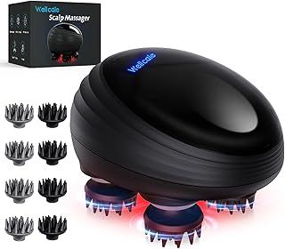 Portable Electric Scalp Massager, IPX7 Waterproof Type-C Rechargeable Head Massager w/Multiple Modes Vibration, 8 Detachable Massage Claws, 3D-Kneading for Hair Growth, Deep Clean & Stress Relax