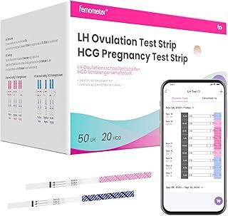 femometer Home 50 x Ovulation Test Strips and 20 x Pregnancy Test Strips, LH & HCG Test Kit - Know Your Peak Fertility Days, Help You Get Pregnant - Over 99% Accurate, Easy to Use