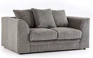 New Luxor Grey 2 Seater Soft Jumbo Cord Sofa | Soft 2 Seater Luxury Jumbo Cord Settee