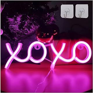 ENUOLI XOXO Neon Signs XOXO Light Neon Sign - USB & Battery Operated LED Signs Neon Lights Neon Night Lights for Bedroom Neon Signs for Wall Decor Birthday Wedding Party Xmas Room (Pink)