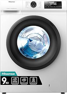 Hisense-WFQP9014EVM-Freestanding-9 KG-Front Load Washing Durable Inverter Machine-Steam Wash-Quick Wash-15 Washing Programs-1400 RPM-White-Energy Rating C