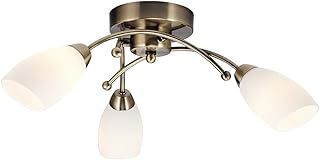 Contemporary 3 Arm Antique Brass Ceiling Light Fitting by Happy Homewares