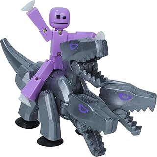 Zing StikBot & Mega Monster Stop-Motion Animation Pack – Exclusive Figure, Creative Toy for Kids Age 4+ (Silver + Lavender Purple)