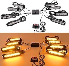8x8LED Car Strobe Flashing Lights - Recovery Emergency Beacon Light, 14 Flashing Modes Beacons Warning Light, Universal for 12V-24V Car Vehicle Truck Caravan Camper (Amber)