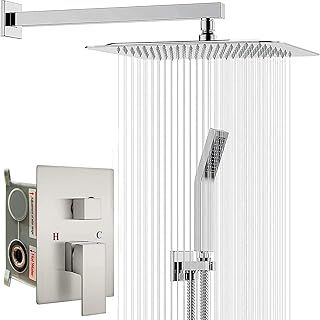 Thermostatic Shower Mixer Set - 10 Inch Shower System Thermostatic Bath Shower Mixer tap Shower Set, Mixer Shower, Rough-in Valve Body, Handheld Spray Head, Stainless Steel & Brass Accessories