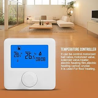 Temperature Controller, 2 Wire Room Thermostat Heating Thermostat Digital Thermostat with Large Screen LCD Display Wall Hanging for Control Room Temperature (White)