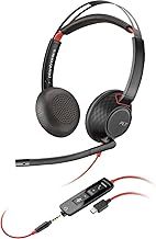 Plantronics Poly Blackwire 5220 Stereo USB-C Headset +3.5mm Plug +USB-C/A Adapter