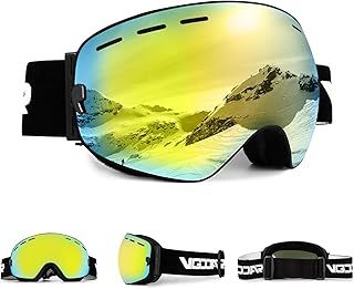 OTG Ski Goggles, Frameless Ski Goggles with Anti-Fog Double Spherical Lens, 100% UV400 Protection Ski Snow Goggles for Men/Women