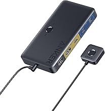 Anker USB 3.0 HDMI KVM Switch, 5 USB 3.0 Ports, Supports 4K@60Hz, Magnetic Remote Button for One-Click Switch Between Laptop and Desktop, Works with Dell, MacBook, iPad, and More (Cables Included)