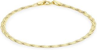 Gold Women's 9ct Yellow Gold 3 Plait Herringbone Bracelet of 18cm/7"