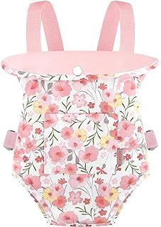 GAGAKU Baby Doll Carrier Toddler Baby Carrier for Dolls Reborn Baby Doll Accessories Front and Back Doll Carriers - Pink Rose of Sharon