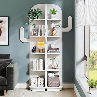 Tribesigns Corner Shelf Stand, 5 -Tiers White Corner Storage, 66-Inch Tall Cute Corner Bookshelf Unit, Corner Bookcase, Plant Stand, C Storage Rack for Living Room, Bedroom, Kitchen and Office
