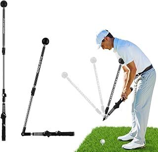 AevQuas Golf Swing Training Aid, Adjustable Golf Swing Trainers Aid Golf Alignment Stick Indoor & Outdoor Foldable Training Aids Swing Trainer Golf Forearm Rotation Training for Beginner Professional