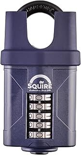 Squire Heavy Duty Padlock (CP60CS) - Toughest Closed Shackle - 5 Wheel Combination Padlock - Alloy Steel for Corrosion Resistance - Weatherproof Lock for Home, School & Garage (Blue, 60 mm)
