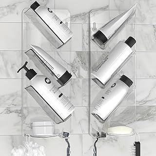 As Seen on Dragons Den, No Suction Cups & No Screws, Easy-Clean, Rust Proof Shower Caddy and Bath Organiser Shelf