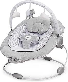 LADIDA Baby Bouncer, Suitable for Newborns 0-6 Months, Soothing Music and Vibration (Grey)