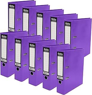 Pukka Pad, Brights A4 Lever Arch Files – 10 Pack – 70mm Spine with Customisable Label for Large Amounts of Documents and Thumb Hole Retrieval – 32 x 28cm, Purple