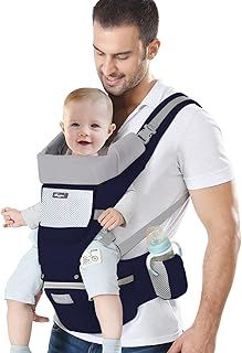 IULONEE Baby Carrier with Hip Seat Ergonomic Toddler Carriers Backpack Baby Shoulder Carrier Adjustable Front and Back Carry for Newborn 3 Months to 3 Years(7-45lbs) Green