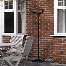 Kingfisher HEAT1200 2000 W Limitless Free Standing Electric Patio Heater, Black, 1.7-2.1 m