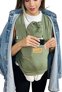 3in1 Baby Carrier Wrap Sling with Bib & Hat | Adjustable, Ergonomic, Stretchy Front Carriers for 0-36 Months 7-35 Lbs Newborns/Toddlers | Easy Wear Shoulder Support Hip Wraps Soft Cotton Infant Holder