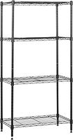 Amazon Basics 4-Shelf Narrow Storage Unit With Height Adjustable Shelves & Levelling Feet, 363kg Max Weight, Black, 60.1 cm D x 35.6 cm W x 121.9 cm H